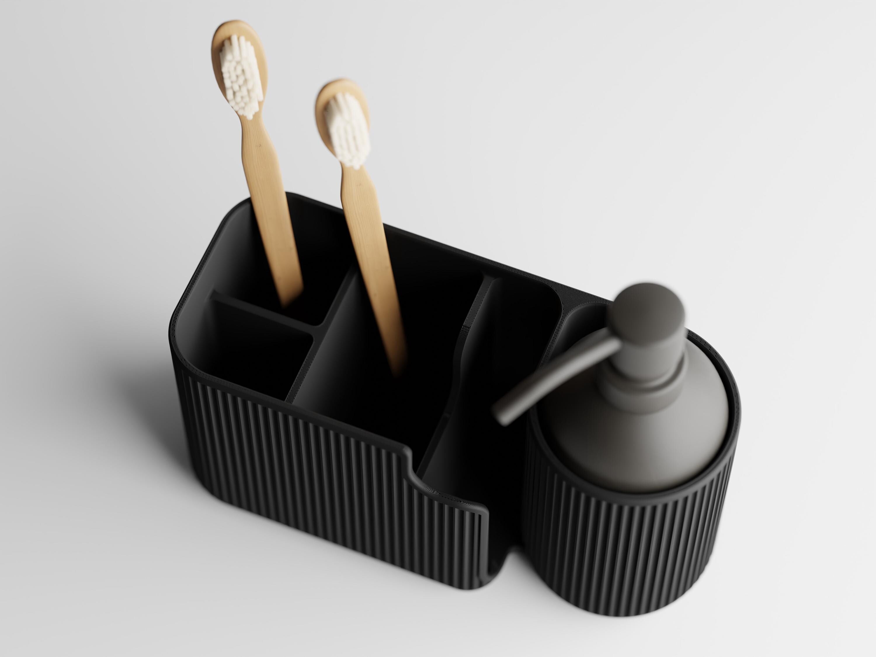 HÅLLA Ribbed Oval Organizer for Bathroom | Desk | Art Supplies | Makeup | Vanity